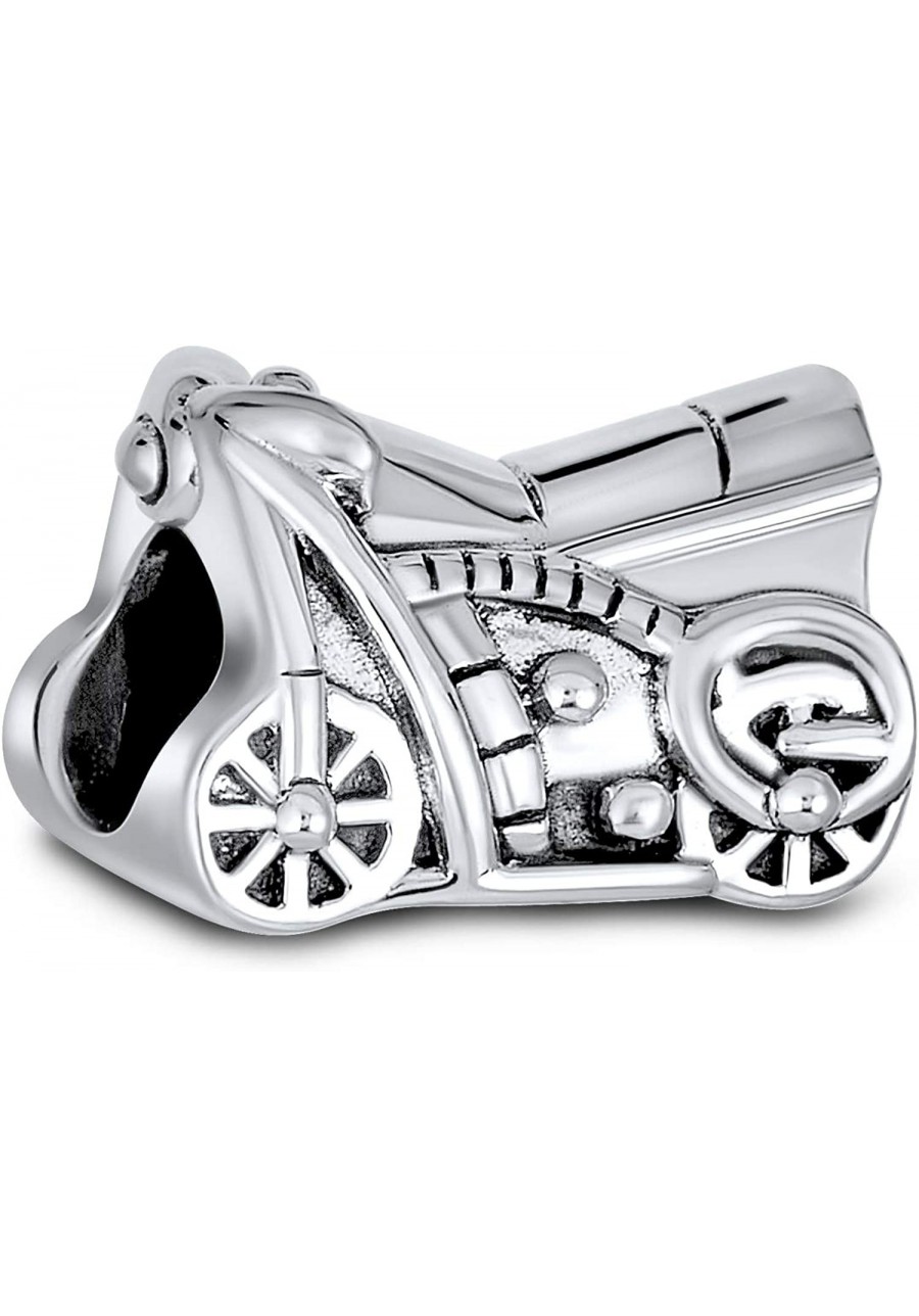 Biker Chick Motorbike Motorcycle Charm Bead For Women For Teen Oxidized .925 Sterling Silver Fits European Bracelet $15.87 Ch...