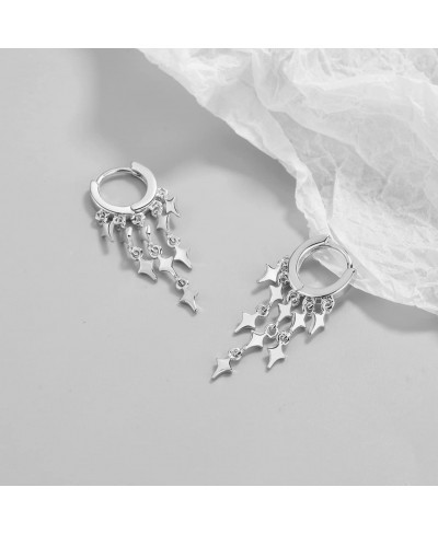 Cuff Earrings Huggie Stud With Tassel Moon Star Ball Cross Dangles S925 Sterling Silver Hoop Earrings Jewelry for Women Girls...