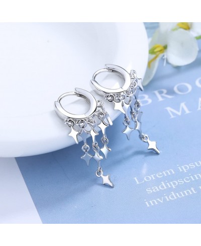 Cuff Earrings Huggie Stud With Tassel Moon Star Ball Cross Dangles S925 Sterling Silver Hoop Earrings Jewelry for Women Girls...