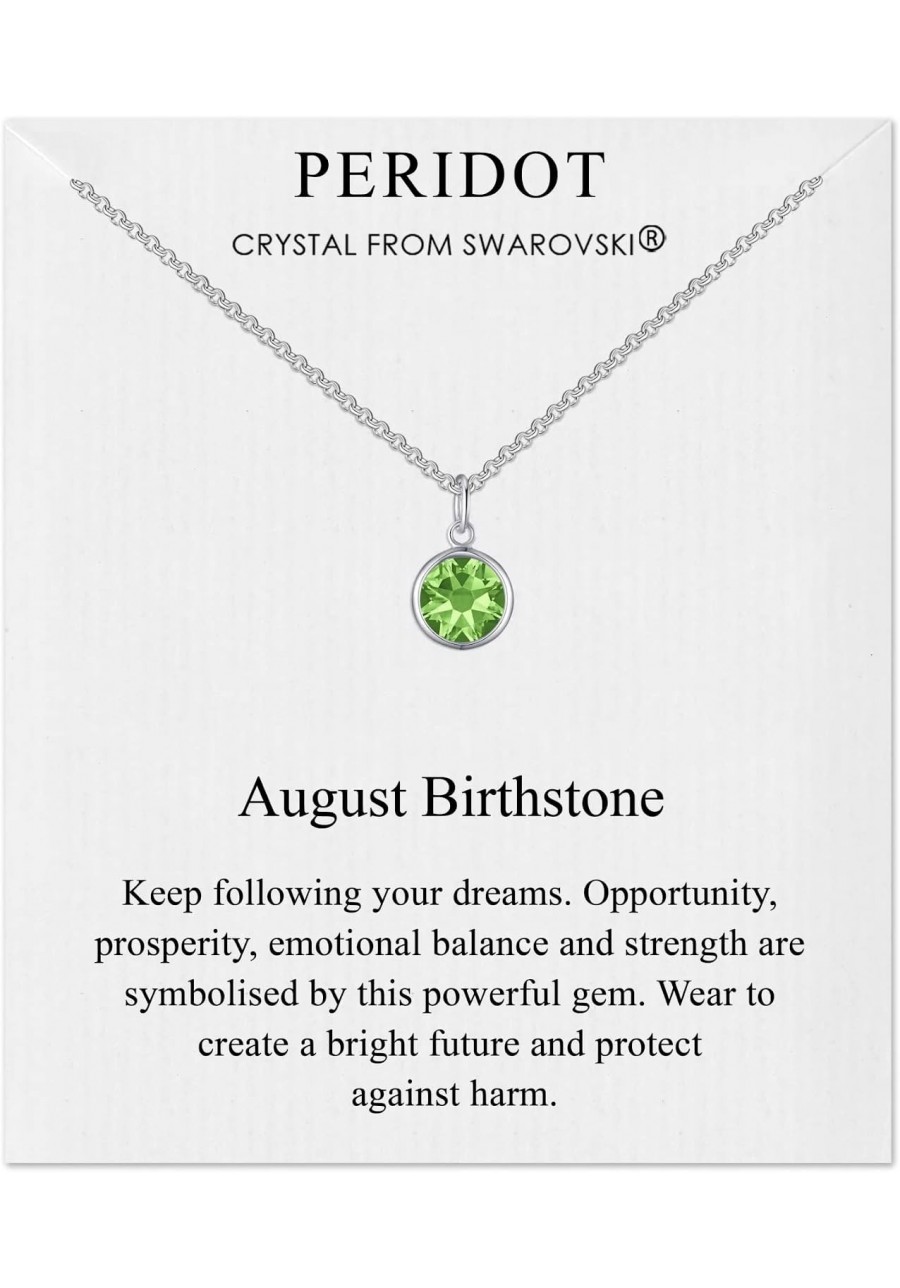 August (Peridot) Birthstone Necklace Created with Crystals $14.26 Pendant Necklaces