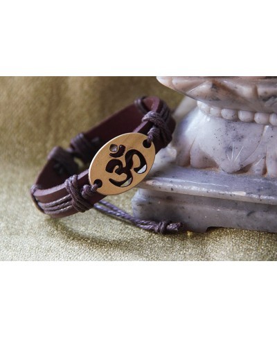 OM Yoga Leather Bracelet - Adjustable Slip Knot $11.50 Wrap