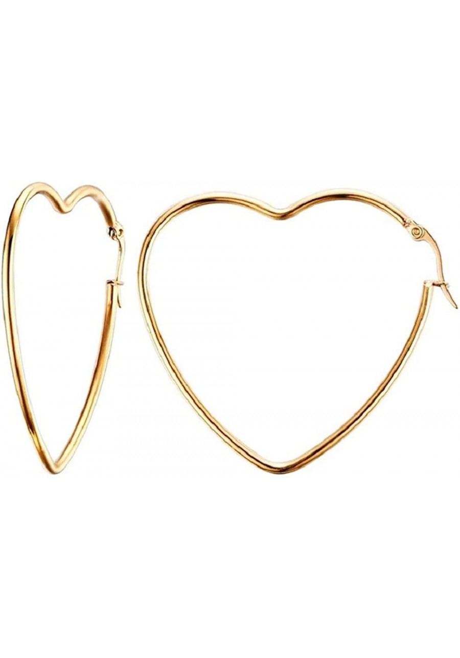 Stainless Steel Heart Hoop Earrings with 14k Gold Plated for Women Great for Shopping Holiday Wedding Dating and Daily Wear… ...