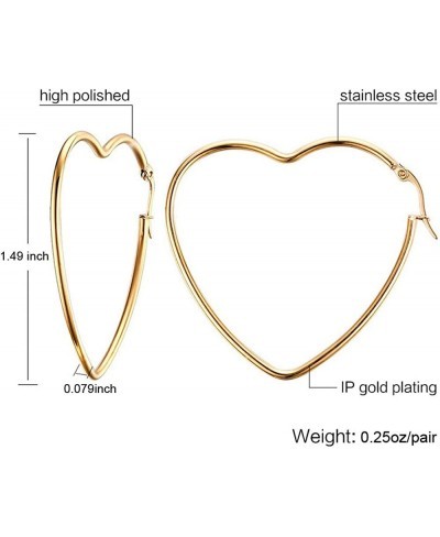 Stainless Steel Heart Hoop Earrings with 14k Gold Plated for Women Great for Shopping Holiday Wedding Dating and Daily Wear… ...