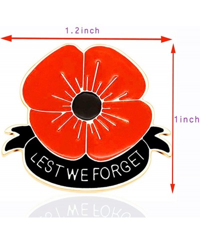 12/50/100/200 Pack Metal Poppy Flower Pins Small 1.2inch Lest We Forget Badge Veterans Day Memorial Day Brooch Remembrance Da...