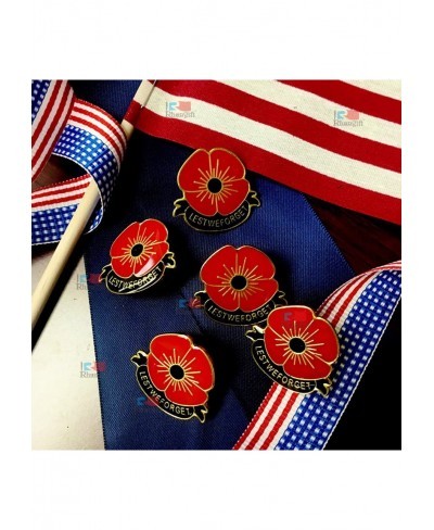 12/50/100/200 Pack Metal Poppy Flower Pins Small 1.2inch Lest We Forget Badge Veterans Day Memorial Day Brooch Remembrance Da...