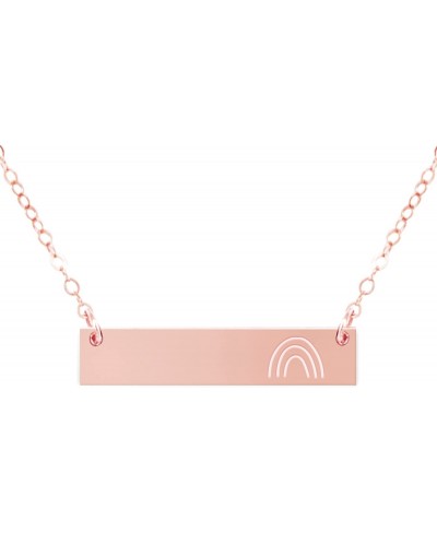 Rainbow Rose Gold Bar Necklace Wedding Valentine's Day Mother's Day Anniversary Dainty For Her Hope Motivational $38.27 Penda...