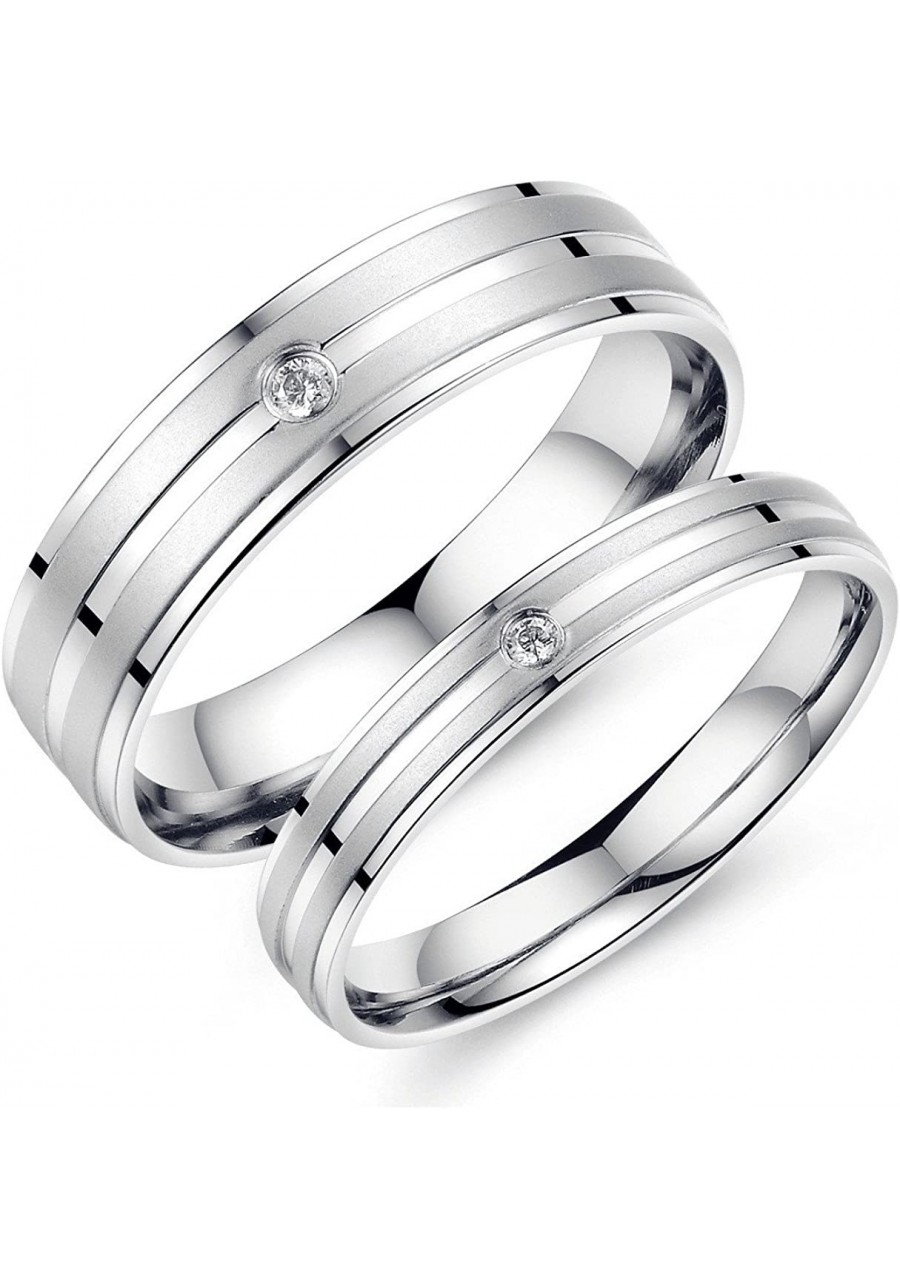 His or Hers Matching Set Titanium Stainless Steel Couple Wedding Band Set in a Gift Box $7.97 Wedding Bands