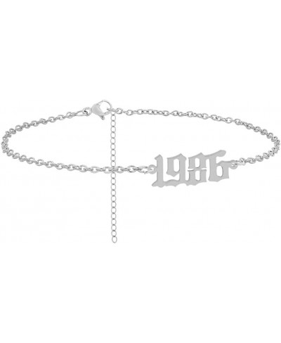 Birth Year Number Anklet Gold Silver Ankle Bracelets for Women 1980-2000 Stainless Steel Anklet Adjustable Summer Foot Chain ...