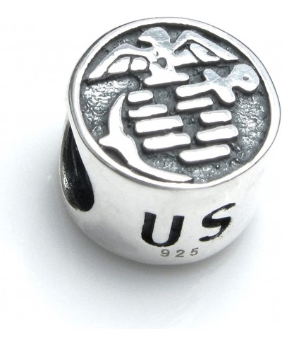 925 Sterling Silver USMC US Marine Corps Bead for European Charm Bracelets $17.50 Charms & Charm Bracelets