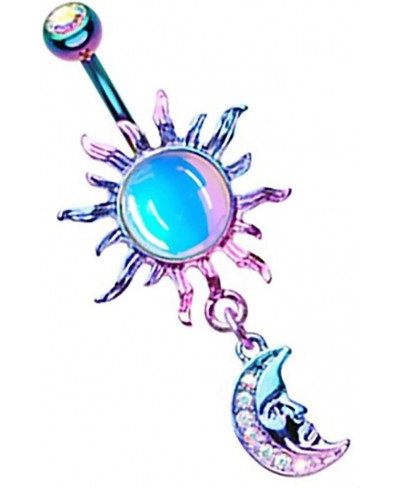 Belly Button Ring Navel Opal Celestial Sun Moon Dangle $12.82 Piercing Jewelry