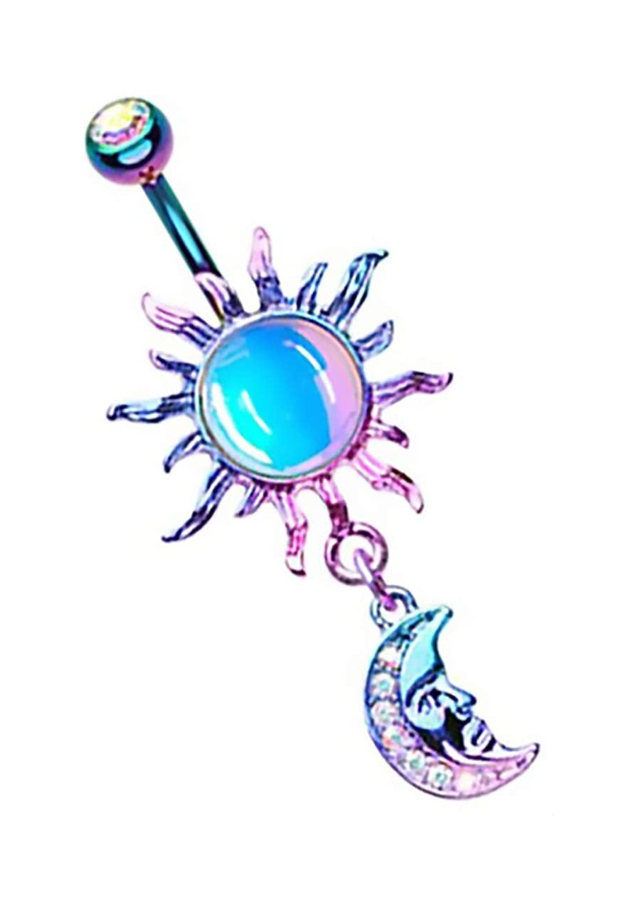 Belly Button Ring Navel Opal Celestial Sun Moon Dangle $12.82 Piercing Jewelry