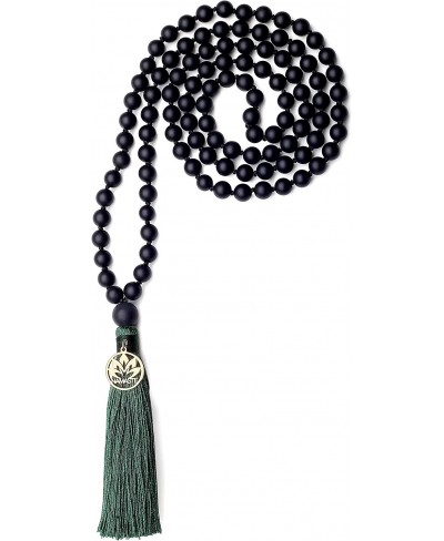 Hand Knotted Tassel 108 Beads Stone Mala Necklace $33.24 Strands
