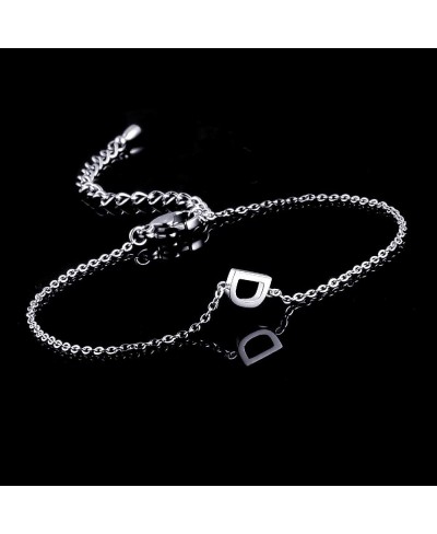 Stainless Steel Initial Letter Bracelets for Women Girls Girlfriend Wife Gifts for Valentine's Day Sideways Name Monogram Alp...