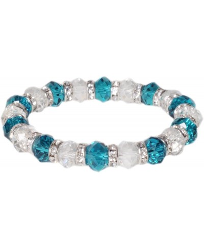 Austrian Swarovski Look Teal and Clear Crystal Bracelet with Rhinestone Spacers $17.17 Stretch