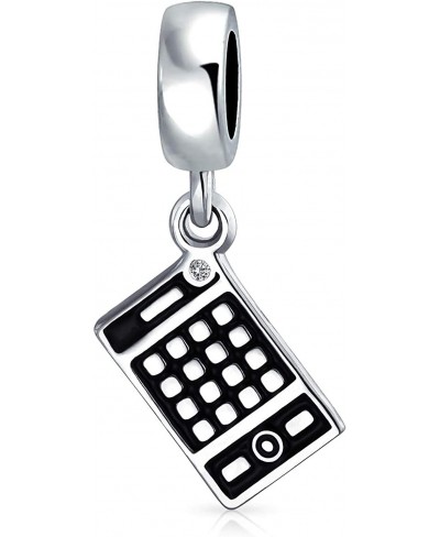 Personalize Bookkeeper Accountant Math Wiz Calculator Dangle Bead Charm For Women Oxidized .925 Sterling Silver Fits European...