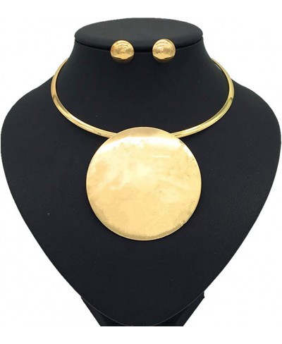 African Choker Necklace Gold Round Necklaces Gothic Chunky Statement Necklaces and Earrings Set Jewelry for Women and Girls $...