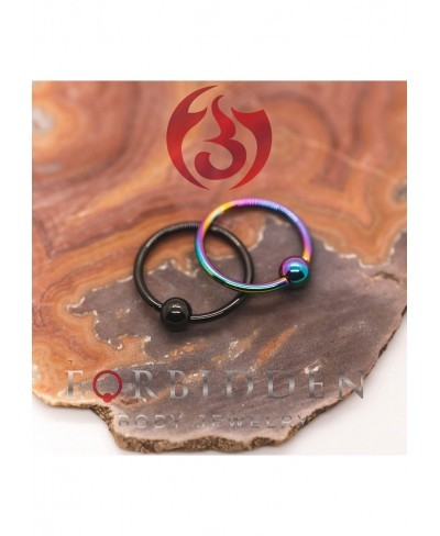 316l Surgical Steel Captive Bead Piercing Hoop (Pair) 10G 12G 14G 16G 18G 20G Diameter 6 to 12mm Black and Rainbow $11.97 Pie...