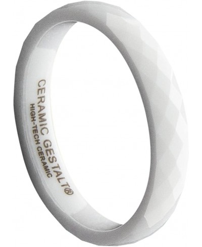 White Ceramic Ring 4mm Width. Faceted Design. $17.28 Statement