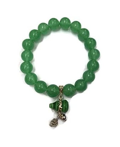 Bracelet Lucky Jade Stone Feng Shui with Green Tiger Eye Stone Wu Lou for Attract Money and Wealth $23.98 Stretch