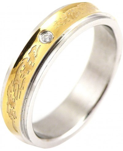 Stainless Steel Concave Gold-Tone Inlay Dragon Band Ring - Women $15.58 Bands