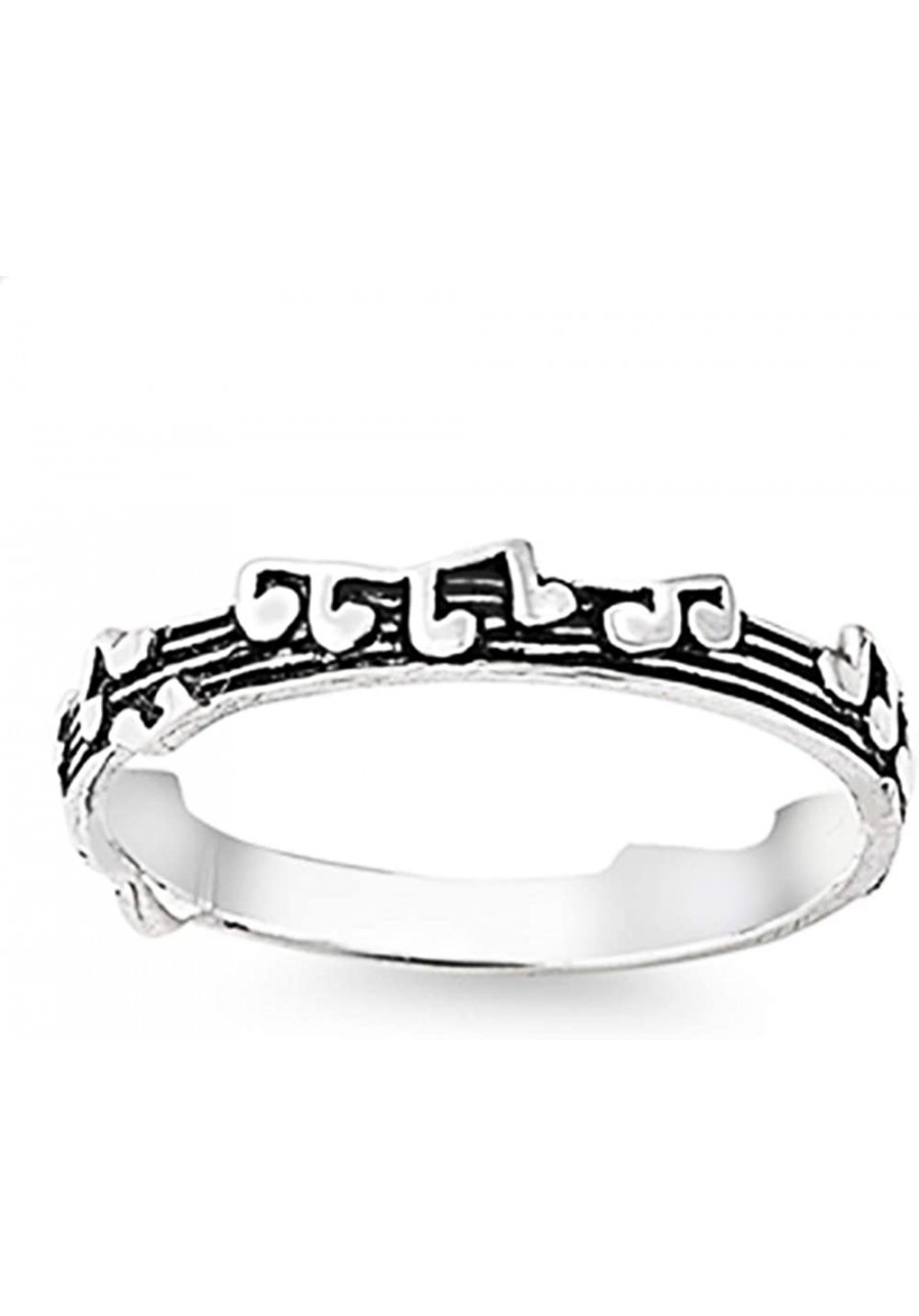 925 Sterling Silver Musical Staff Notes Ring (Sizes 4-10) $14.23 Stacking