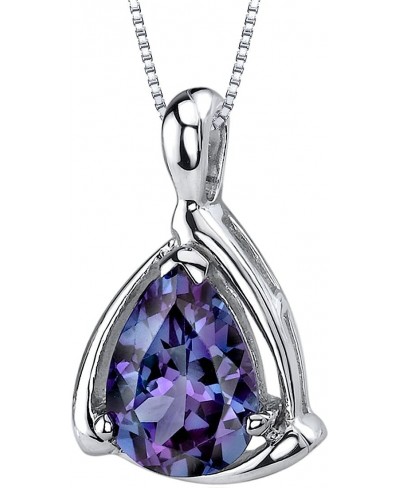 Simulated Alexandrite Designer Teardrop Pendant Necklace for Women 925 Sterling Silver Color Changing 2.50 Carats Pear Shape ...