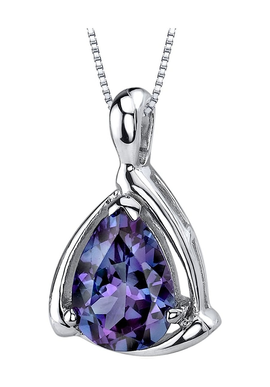 Simulated Alexandrite Designer Teardrop Pendant Necklace for Women 925 Sterling Silver Color Changing 2.50 Carats Pear Shape ...