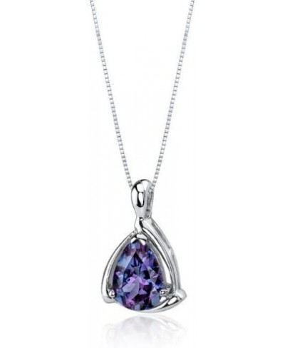 Simulated Alexandrite Designer Teardrop Pendant Necklace for Women 925 Sterling Silver Color Changing 2.50 Carats Pear Shape ...