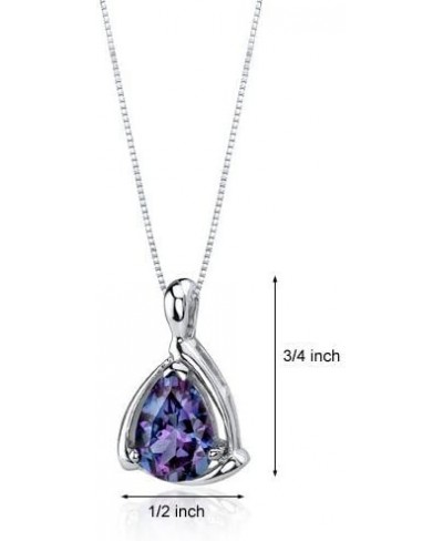 Simulated Alexandrite Designer Teardrop Pendant Necklace for Women 925 Sterling Silver Color Changing 2.50 Carats Pear Shape ...