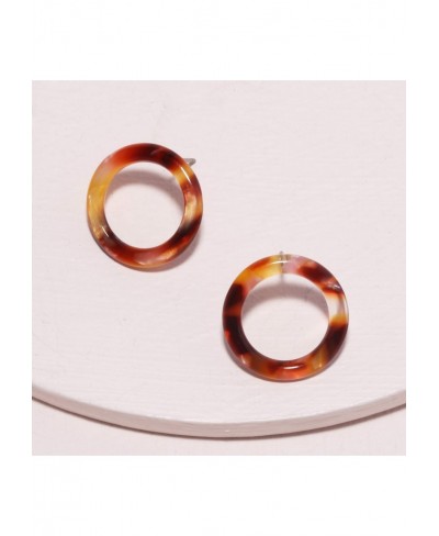 Mottled Circle Shape Acrylic Resin Basic Stud Earrings for Women $10.87 Stud