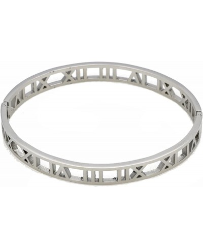 Stainless Steel Hollow Out Roman Numerals Bracelet Bangle for Lady $16.94 Bangle