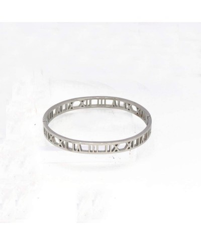 Stainless Steel Hollow Out Roman Numerals Bracelet Bangle for Lady $16.94 Bangle