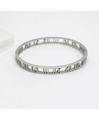 Stainless Steel Hollow Out Roman Numerals Bracelet Bangle for Lady $16.94 Bangle