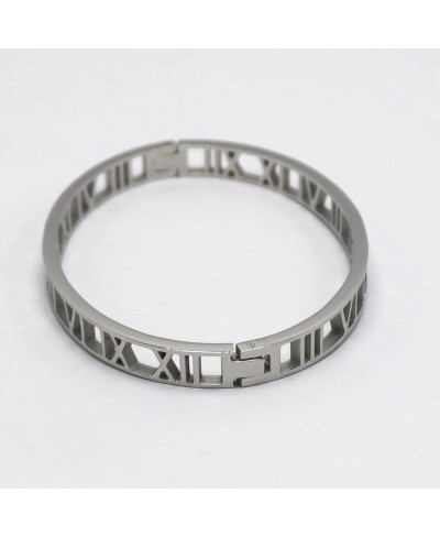 Stainless Steel Hollow Out Roman Numerals Bracelet Bangle for Lady $16.94 Bangle