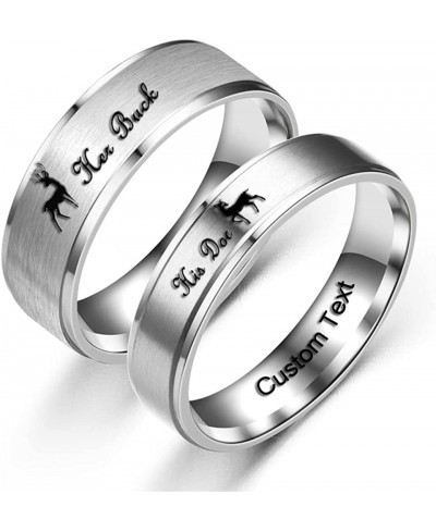 Customize Her Buck His Doe Elk Couples Rings Promise Ring Inside Can Engraved Band Rings Wedding Rings Titanium Stainless Ste...