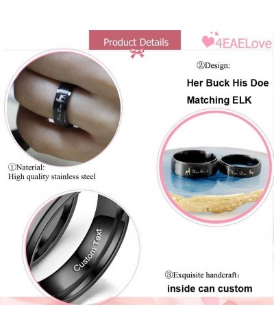 Customize Her Buck His Doe Elk Couples Rings Promise Ring Inside Can Engraved Band Rings Wedding Rings Titanium Stainless Ste...