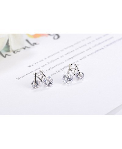 925 Sterling Silver Simple Bicycle CZ Crystal Studs Earrings For Women Girls $13.05 Stud