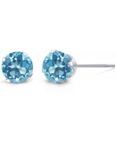 925 Sterling Silver 4MM Blue Topaz White Topaz and Garnet Stud Earrings Set of 3 $13.81 Stud