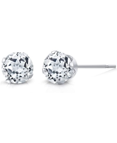 925 Sterling Silver 4MM Blue Topaz White Topaz and Garnet Stud Earrings Set of 3 $13.81 Stud