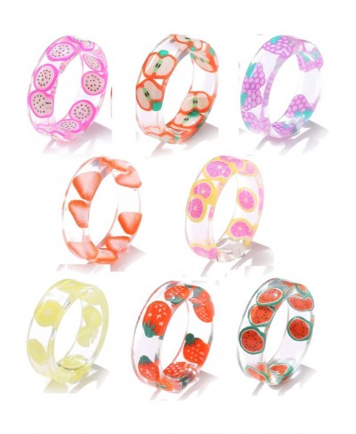 Funny Fruit Rings Colorful Summer Acrylic Resin Chunky Rings for Women Trendy Unique Plastic and Transparent Stacking Rings C...