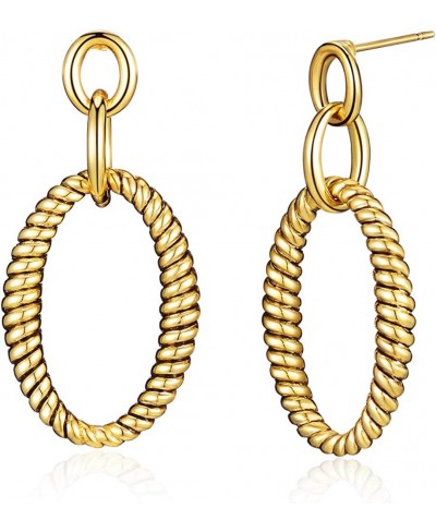 Cable Link Drop Earrings for Women Designer Brand Unique Two Tone Dangle Earring Jewelry Gift $11.86 Drop & Dangle