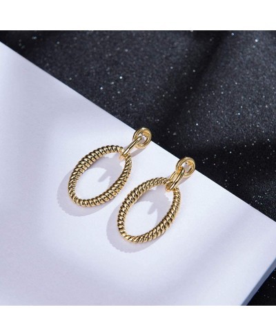 Cable Link Drop Earrings for Women Designer Brand Unique Two Tone Dangle Earring Jewelry Gift $11.86 Drop & Dangle