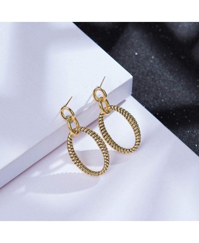 Cable Link Drop Earrings for Women Designer Brand Unique Two Tone Dangle Earring Jewelry Gift $11.86 Drop & Dangle