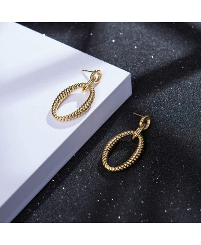 Cable Link Drop Earrings for Women Designer Brand Unique Two Tone Dangle Earring Jewelry Gift $11.86 Drop & Dangle