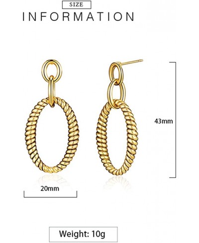 Cable Link Drop Earrings for Women Designer Brand Unique Two Tone Dangle Earring Jewelry Gift $11.86 Drop & Dangle