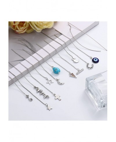 12 Pairs Threader Earrings for Women Lightweight Chain Wave Ear Cuff Crawler Earrings Set Minimalist Chain Earrings Set $14.1...