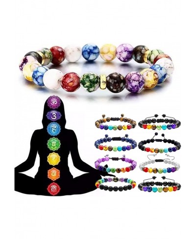 Chakra Bracelets for Women Natural Volcanic Stone 1Pcs 7 Chakras Crystals and Healing Stones Bracelets Crystal Bracelet Yoga ...
