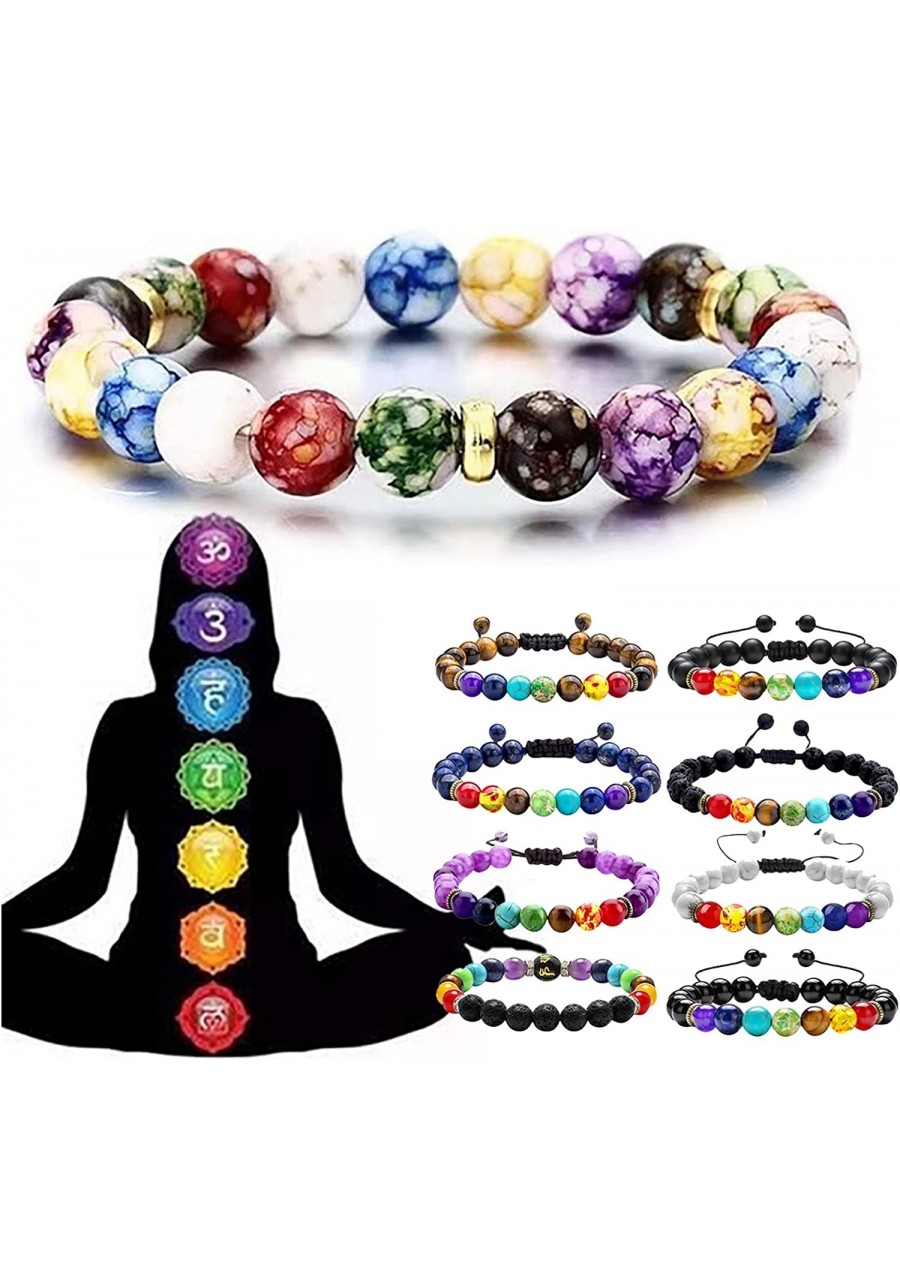 Chakra Bracelets for Women Natural Volcanic Stone 1Pcs 7 Chakras Crystals and Healing Stones Bracelets Crystal Bracelet Yoga ...