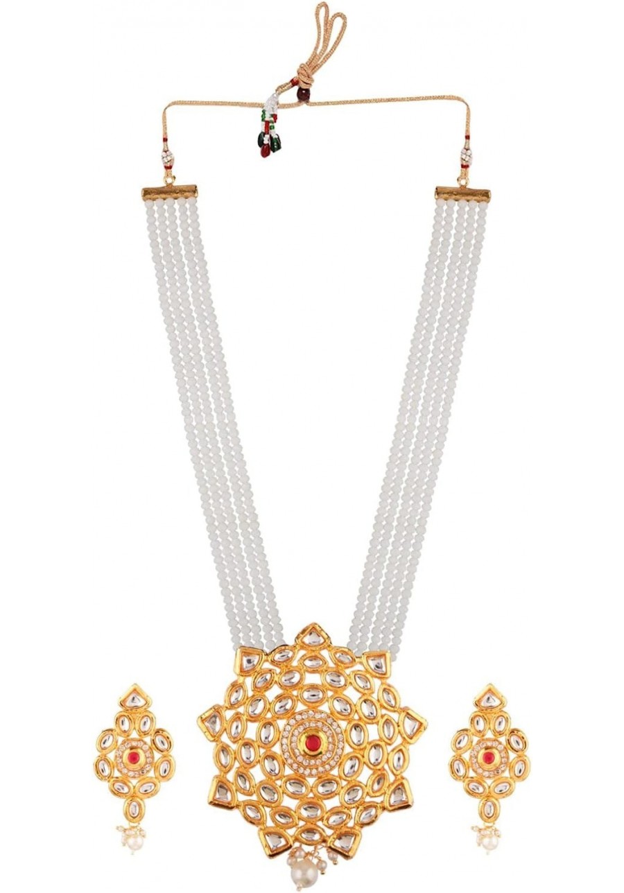 Indian Bollywood Traditional Crystal Faux Kundan Pearl Wedding Choker Necklace Earrings Jewelry Set $20.73 Jewelry Sets