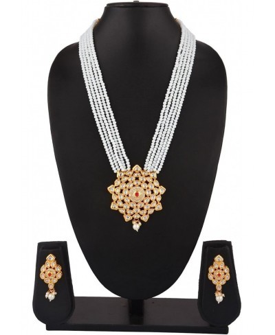 Indian Bollywood Traditional Crystal Faux Kundan Pearl Wedding Choker Necklace Earrings Jewelry Set $20.73 Jewelry Sets